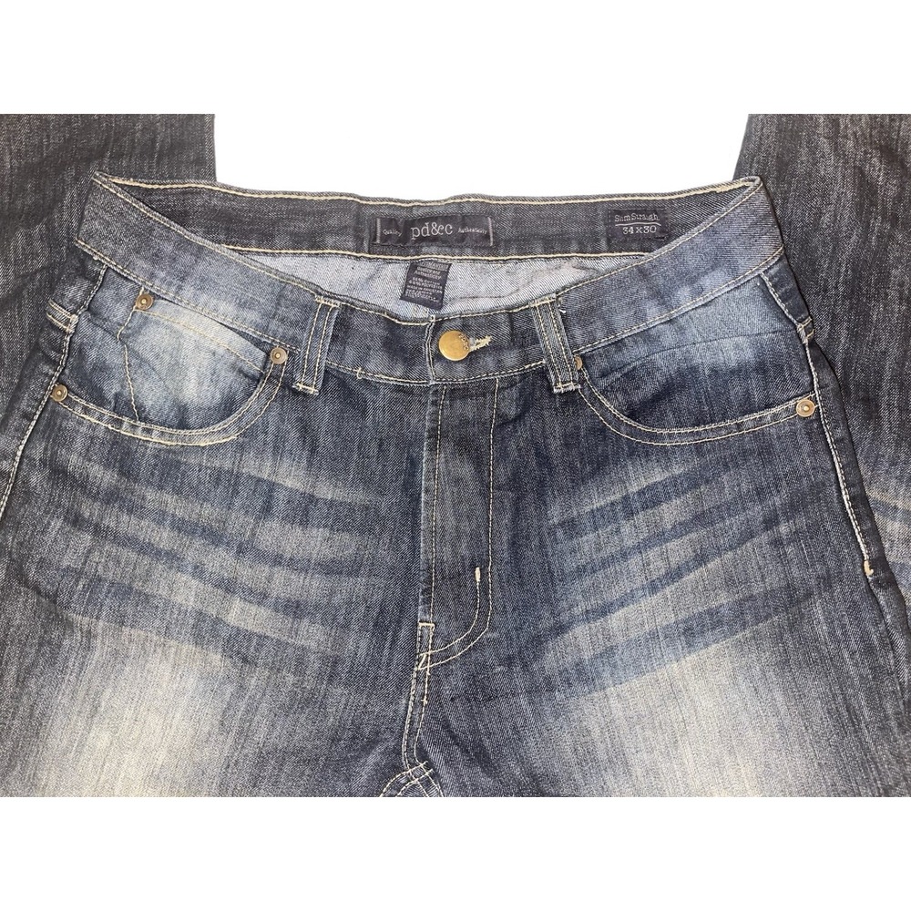 PD&C Jeans Men 34x30 Slim Stretch Zip Fly Blue Denim